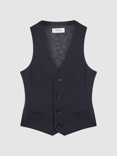 Reiss Navy Hope 4-9 yrs Wool Blend Waistcoat