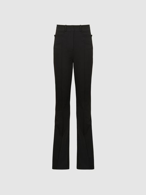 Reiss Black Dylan Flared High Rise Trousers
