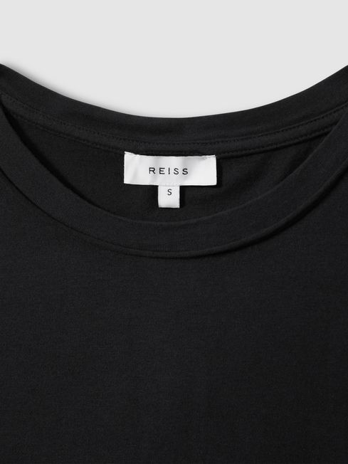 Reiss Black Tereza Cotton-Jersey Crew Neck T-Shirt