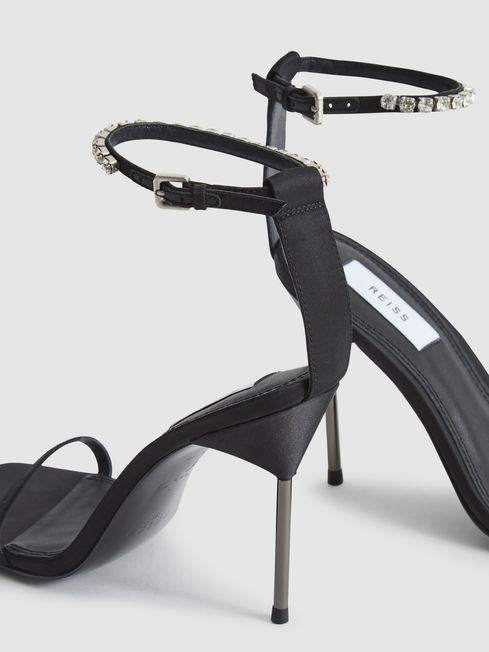 Strappy Pin Heel Sandals in Black