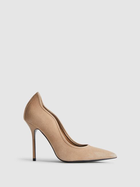 Reiss Bramley Leather Heeled Court Shoes REISS