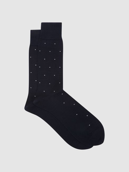 Reiss Navy Mario Spot Polka Dot Socks
