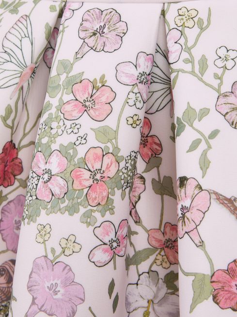 Reiss Pink Tammy Senior Scuba Floral Printed Dress