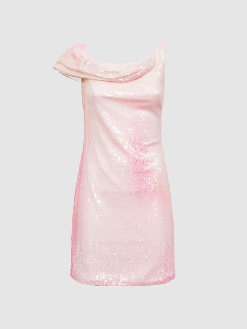 Reiss Abstract Sorbet Lydia Halston Sequin Fitted Mini Dress