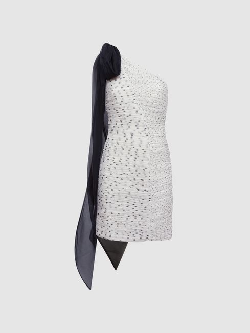 Reiss Analise Halston Polka Dot Ruched Mini Dress REISS Rest of World