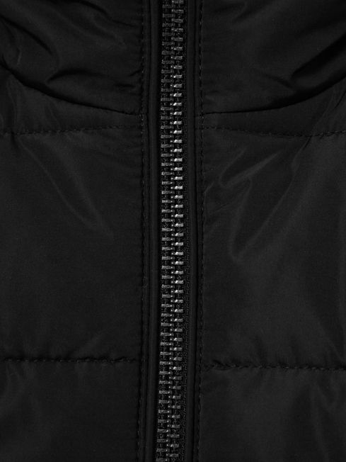 Reiss Black Frost Senior Faux Fur Trim Puffer Jacket