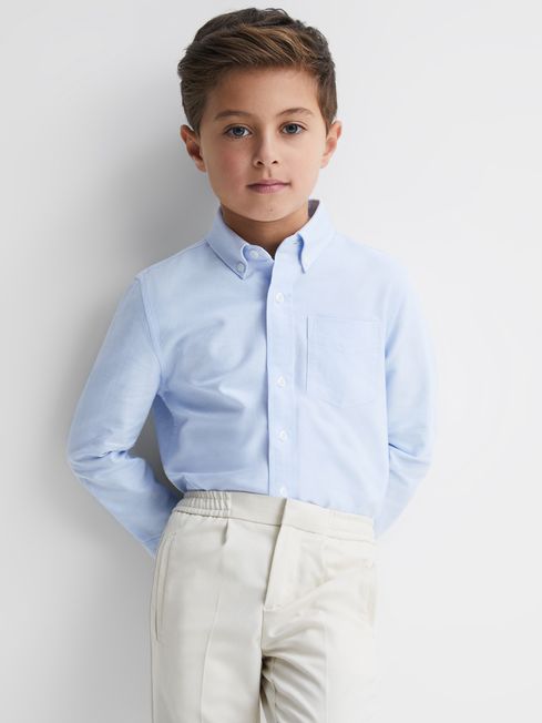 Reiss Soft Blue Greenwich Teen Slim Fit Button-Down Oxford Shirt