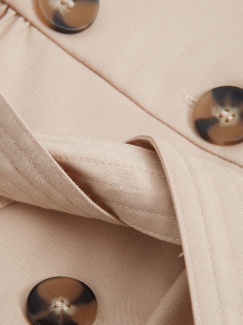 Reiss Camel Naomi Junior Puff Sleeve Belted Dress