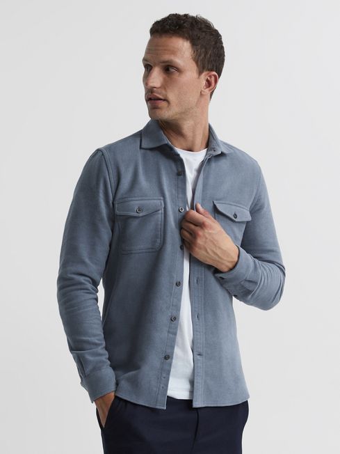 Reiss Airforce Blue Miami Twin Pocket Overshirt