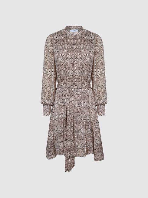 Metallic Thread Long Sleeve Flippy Dress in Pink REISS USA