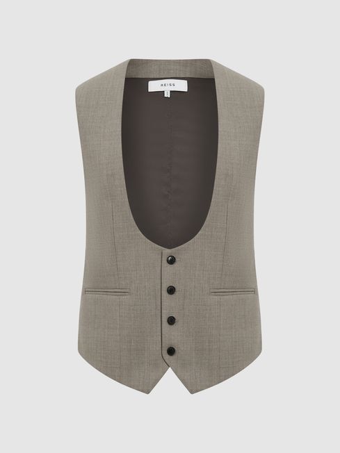Reiss Rope Textured Wool Horseshoe Waistcoat REISS