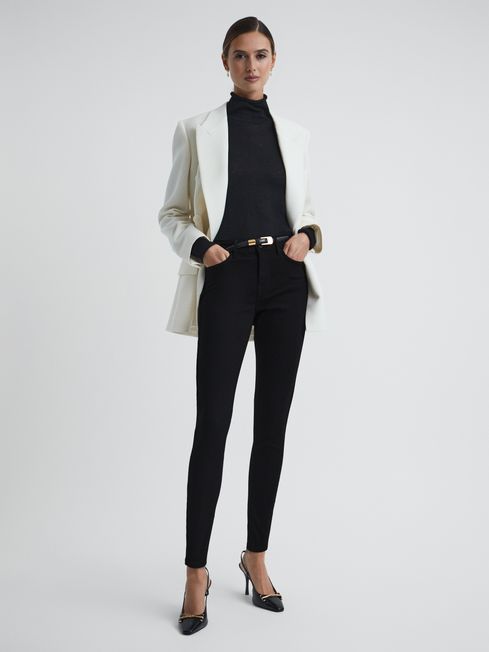 Reiss Black Lux Mid Rise Skinny Jeans