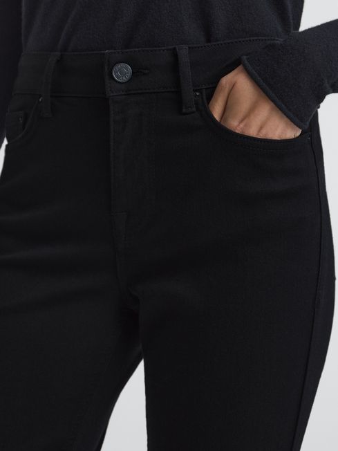 Reiss Black Lux Mid Rise Skinny Jeans