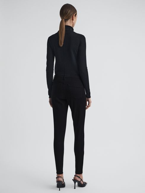 Reiss Black Lux Mid Rise Skinny Jeans