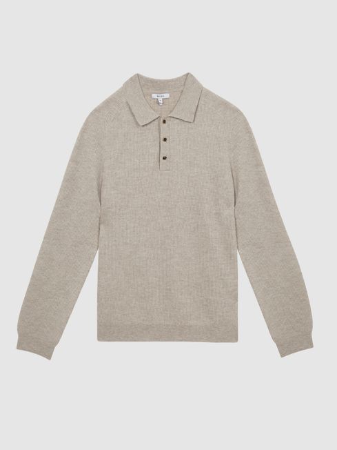 Reiss Holmes Buttoned Ribbed Polo Top | REISS USA