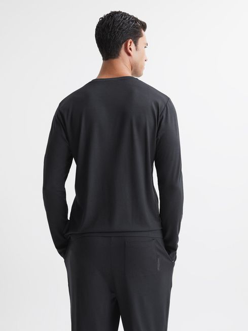 Jersey Crew Neck Long Sleeve T-Shirt in Charcoal