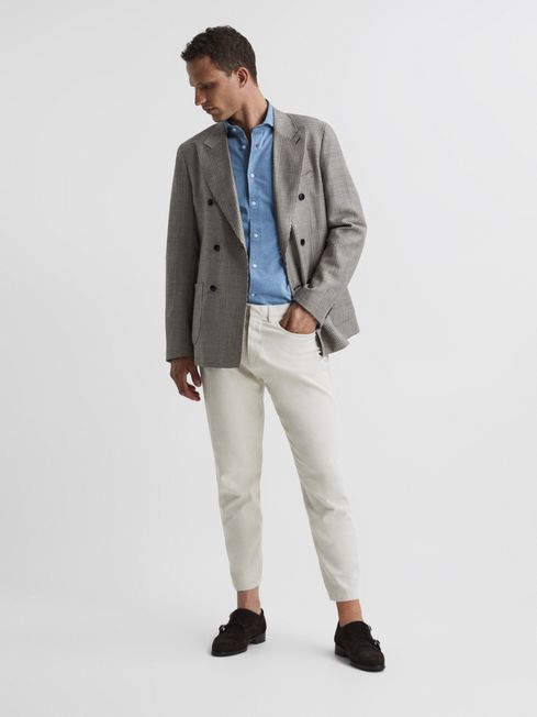 Reiss Stone Hammond Brushed Cotton Relaxed Fit Trousers
