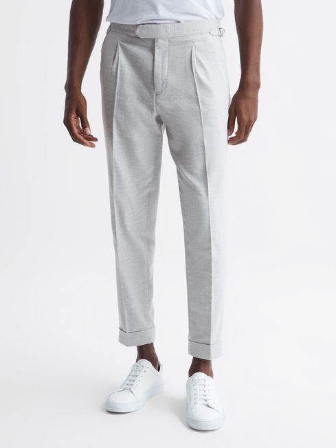 Reiss Soft Grey Map Tapered Side Adjuster Trousers