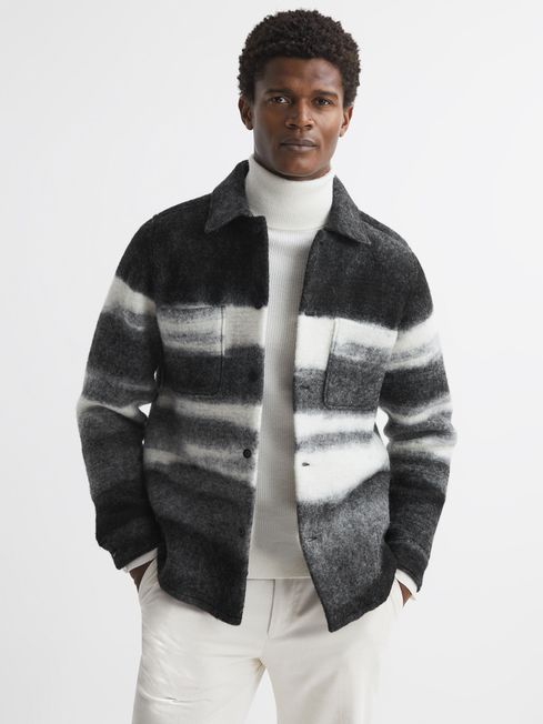 Reiss - leo brushed wool blend overshirt