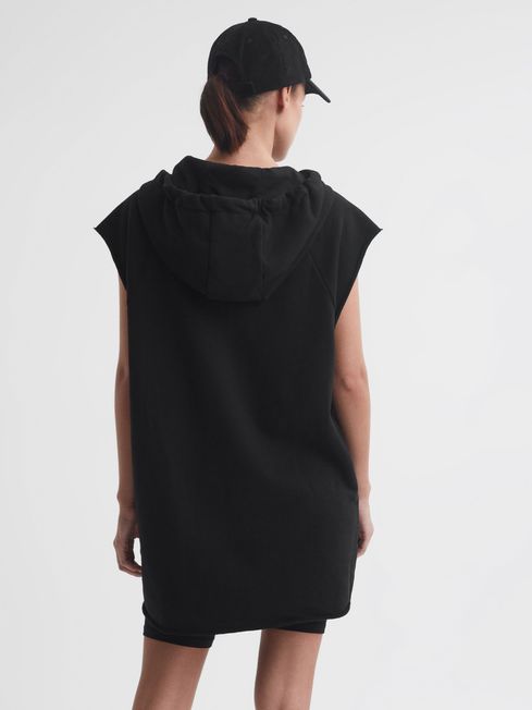 Reiss Black Recovery The Upside Cotton Sleeveless Hooded Jumper