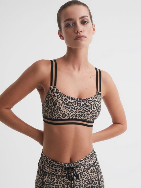 Women's Leopard Print Sports Bra Shorts Set 
