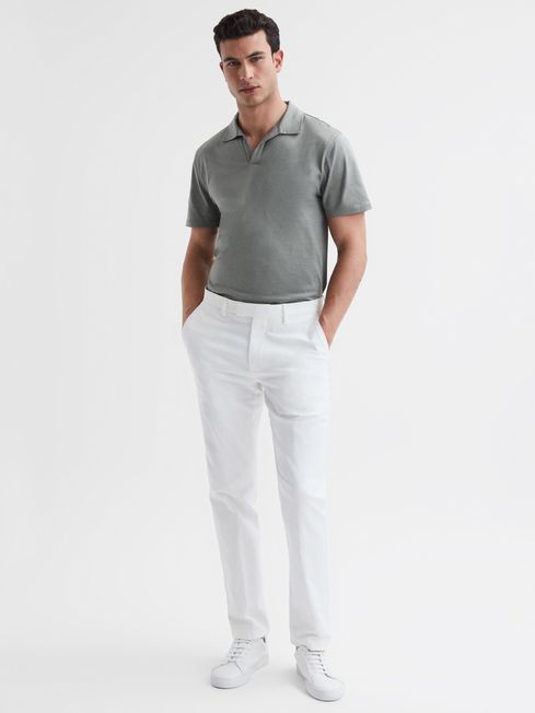 Reiss Jaxx Mercerised Open Collar Polo T-Shirt | REISS USA