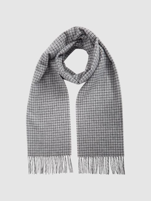Reiss Monochrome Clay Wool-Blend Dogtooth Scarf