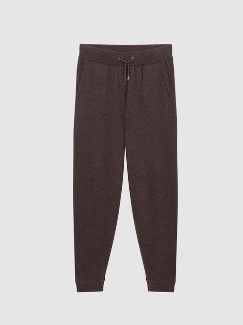 Cashmere Blend Joggers in Chocolate Melange REISS Canada