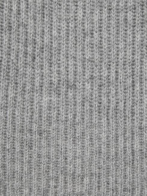 Reiss Grey Melange Clyde Ribbed 100% Cashmere Scarf