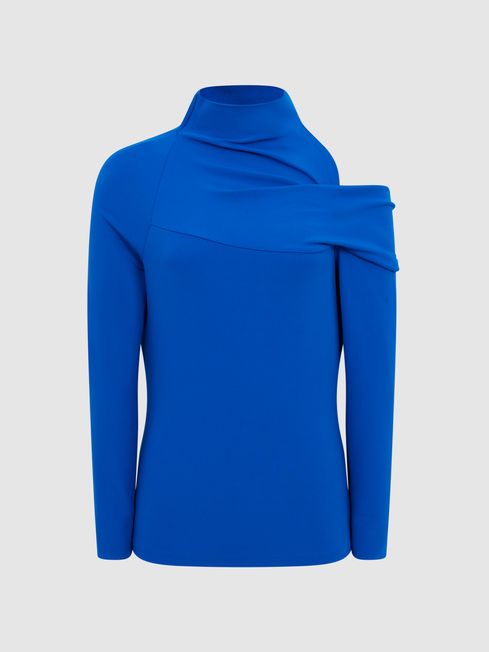 Reiss Amy High Neck Cut Out Shoulder Top REISS