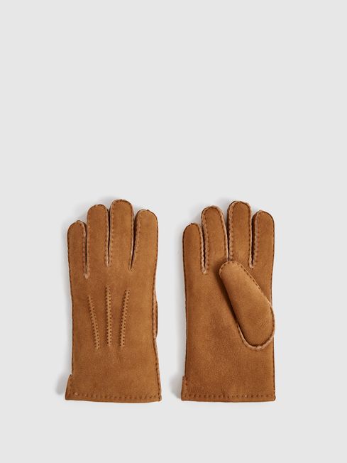Reiss Neutral Aragon Shearling Gloves