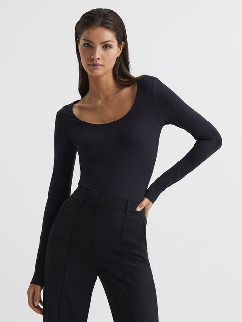 Reiss Cassidy Long Sleeve Scoop Neck Body | REISS USA