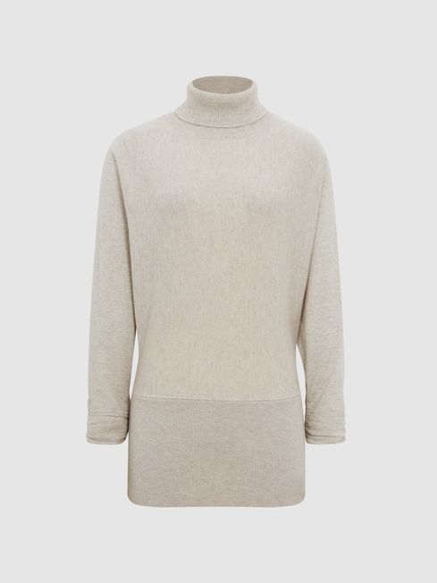 Reiss Frankie Ruched Sleeve Wool Cashmere Roll Neck Jumper REISS USA