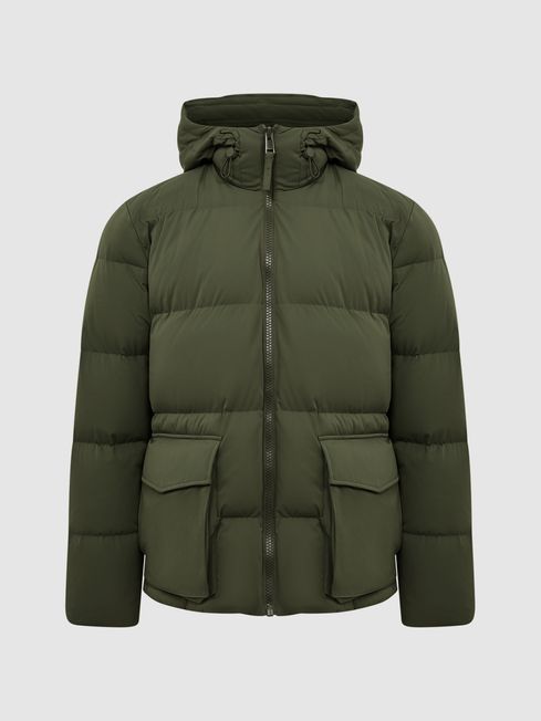 Short Puffer Jacket in Khaki