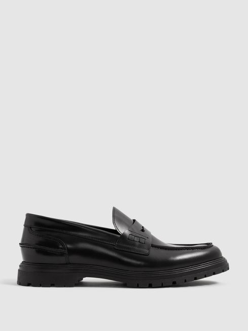Reiss Black Cambridge Casual Leather Loafers