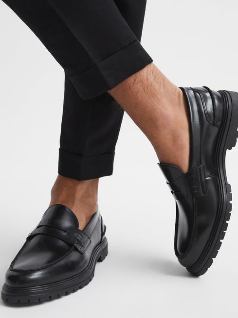 Reiss Black Cambridge Casual Leather Loafers