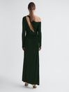 Reiss Green Delphine Off-The-Shoulder Cut-Out Maxi Dress