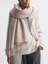 Reiss Biscuit Eve Wool Blend Double-Sided Embroidered Scarf