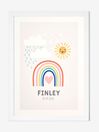 Dot to Dot White Personalised & Framed Rainbow Print