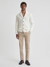 Reiss Ecru Ashbury Cable Knitted Cardigan