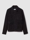 Reiss Navy Thomas Suede Chest Pocket Jacket