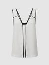 Reiss Ivory/Black Jessy Sleeveless V-Neck Vest