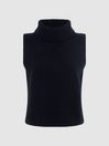 Reiss Navy Kasha Wool-Cashmere Sleeveless Removable Roll Neck Vest
