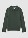 Reiss Ivy Green Robertson Junior Slim Fit Merino Wool Polo Shirt