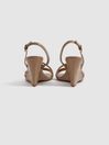 Reiss Nude Anya Leather Strappy Wedge Heels