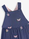 JoJo Maman Bébé Chambray Blue Butterfly Embroidered Dungarees