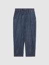 Reiss Mid Blue Carter Denim Look Tapered Trousers