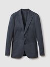 Reiss Airforce Blue Crawford Slim Fit Cotton Blend Single Breasted Blazer
