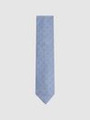 Reiss Sky Blue Trevi Silk Blend Textured Floral Print Tie