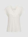 Reiss Ivory Bonnie Layered V-Neck T-Shirt